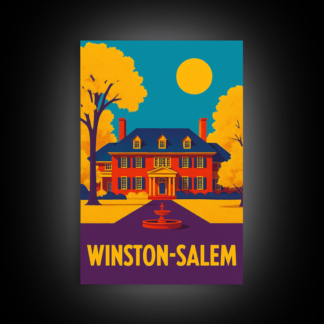 Winston Salem Travel Poster, Canvas Print, Colorful Graphic Wall Art, Winston Salem Travel Art, Travel Poster Set, Modern Wall Decor
