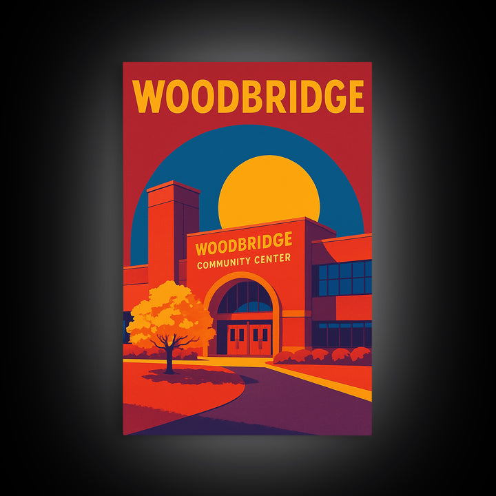 Woodbridge Virginia Travel Poster, Canvas Print, High Contrast City Poster, Woodbridge Art Print, City Illustration, Mid Century Wall Art