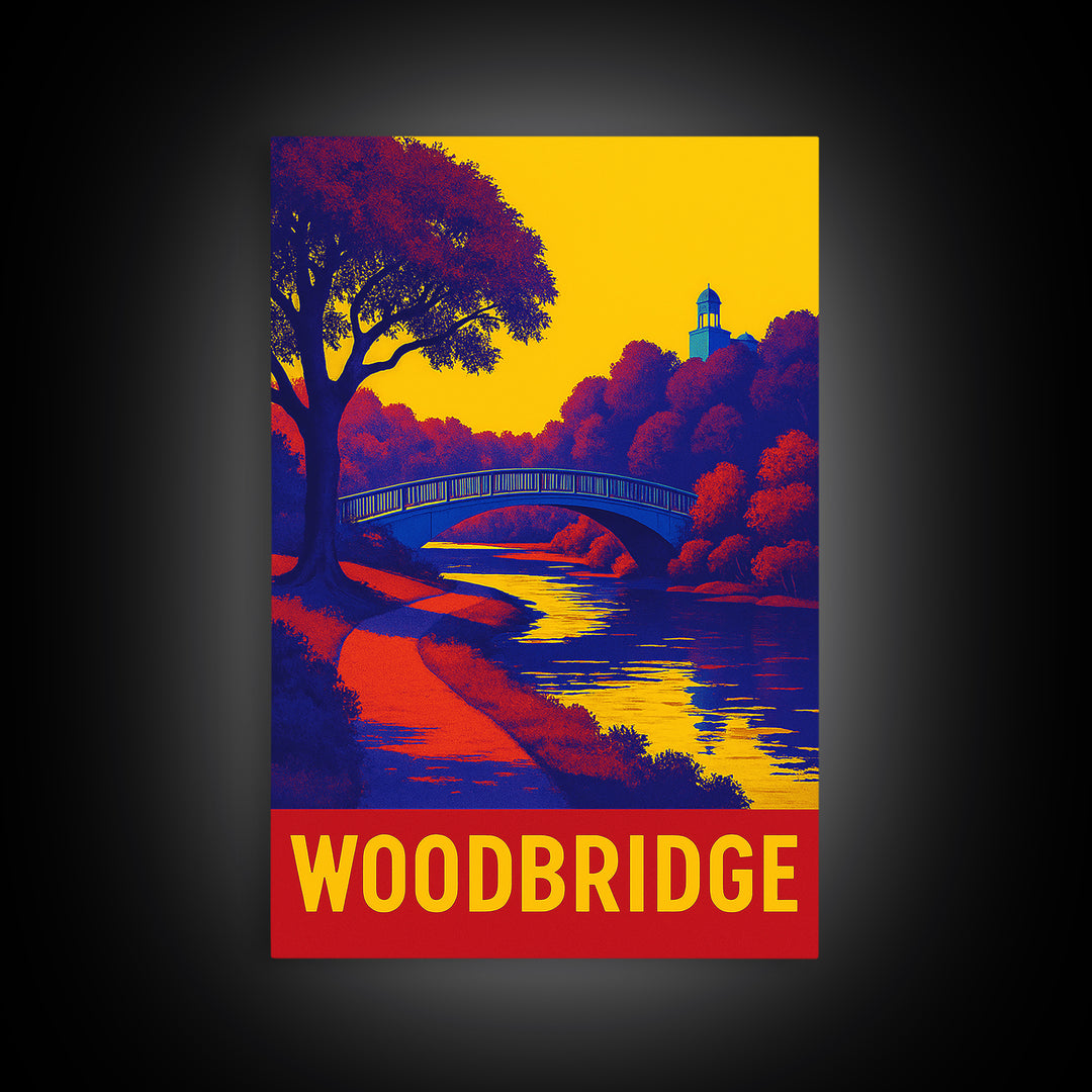Woodbridge Travel Poster, Canvas Print, Bold Pop Art Poster, Woodbridge Poster Print, Vintage City Poster, Vintage City Art, Poster Art