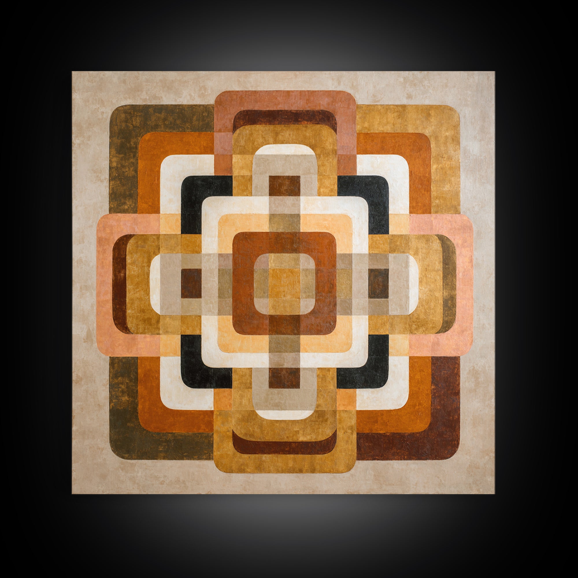 Warm Geometric Tile Pattern Framed Canvas Print, Patio Art, Lake House Decor, Patio Decor, Abstract Art, Outdoor, Boho Decor, PAT-1x1-24
