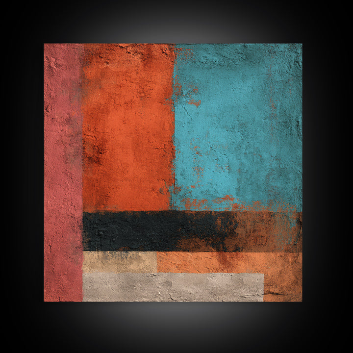 Bright Coral and Turquoise Abstract for Outdoors Canvas Print, Patio Art, Outdoor Wall Art, Patio Decor, Abstract Art, Outdoor, PAT-1x1-36