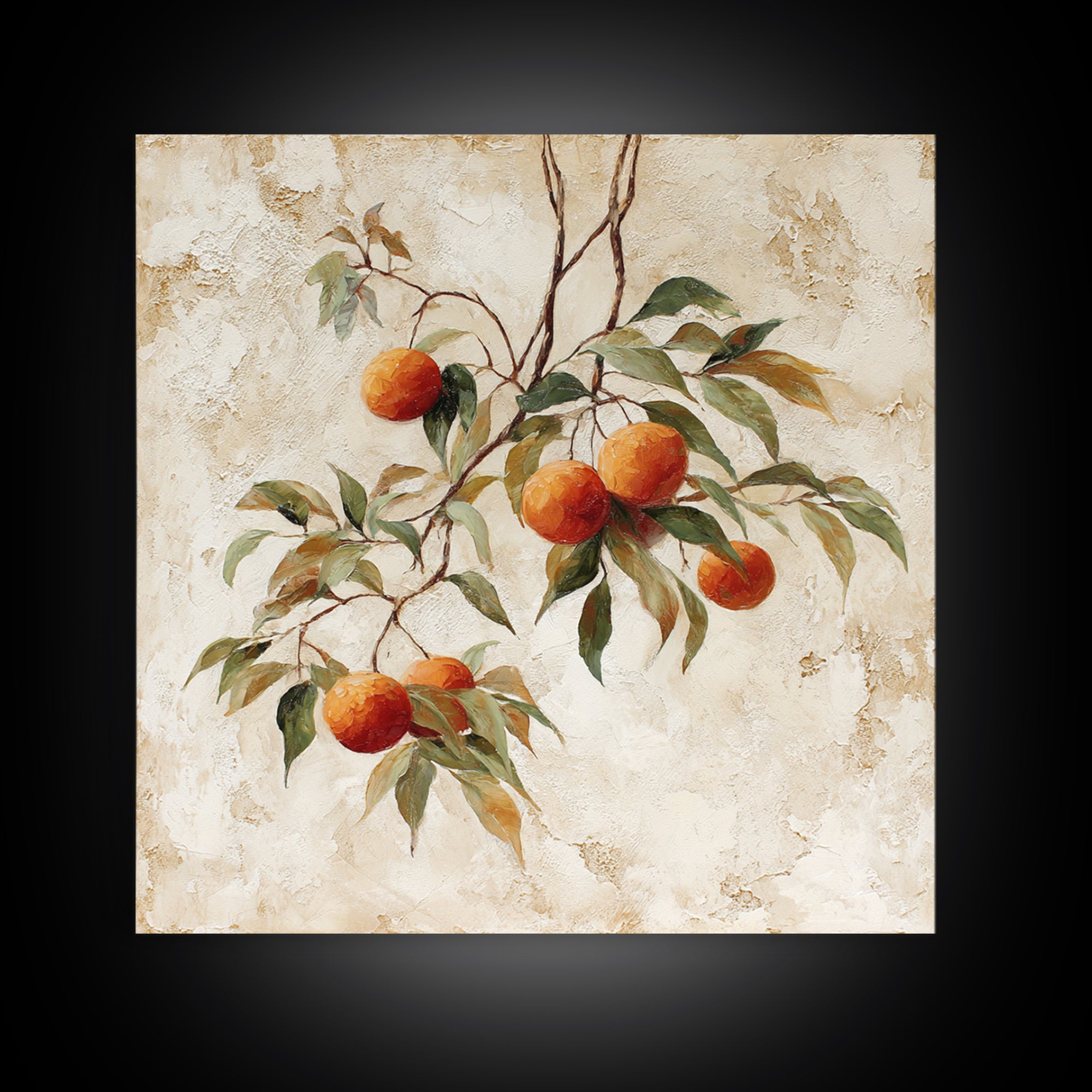 Orange Tree Branch Framed Canvas Print, Patio Art, Lake House Decor, Patio Decor, Oil Painting, Outdoor, Boho Decor, PAT-1x1-46