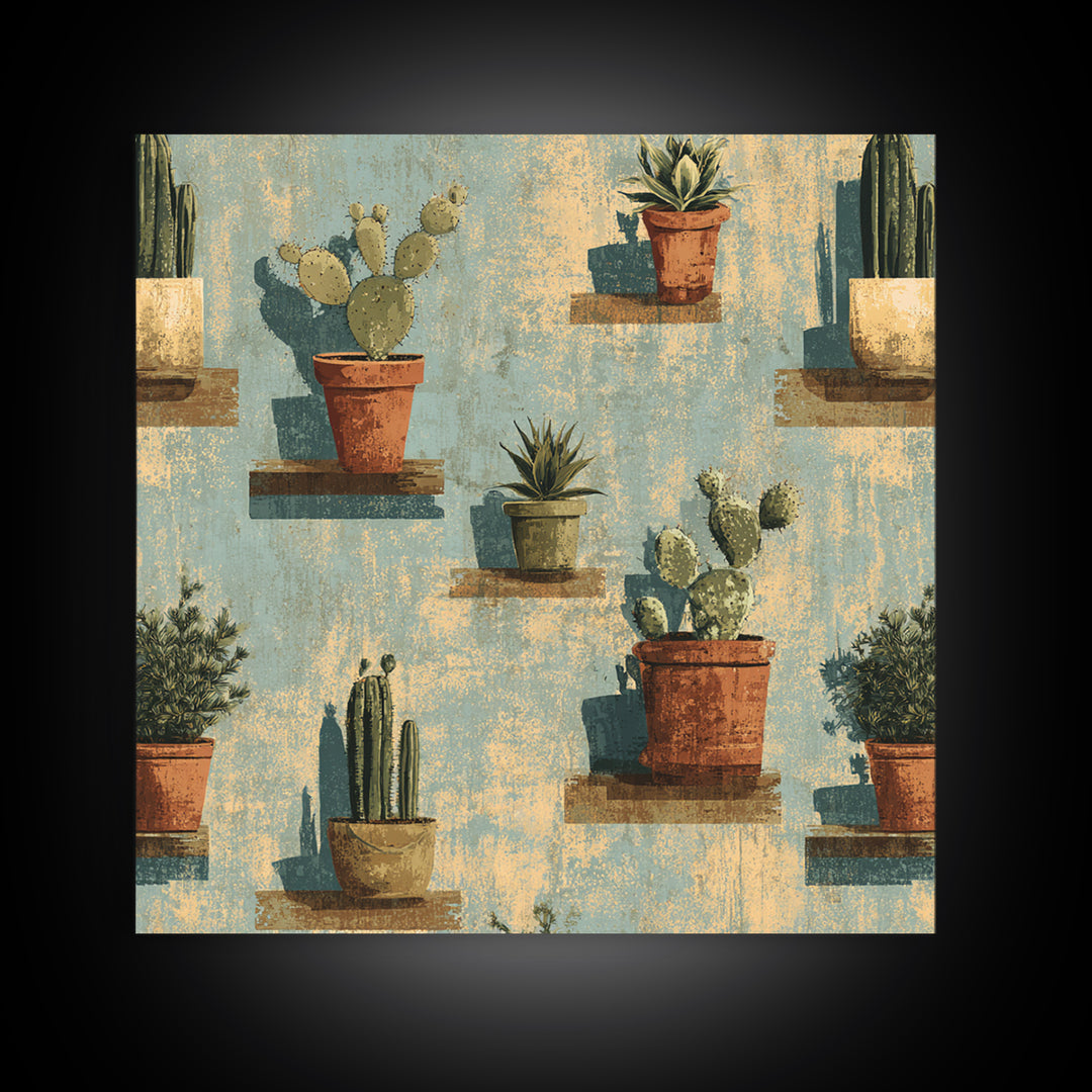 Cactus and Agave Framed Canvas Print, Patio Art, Patio Decor, Fine Art, Outdoor, Gallery Decor, Neutral Decor, Modern Decor, PAT-1x1-52