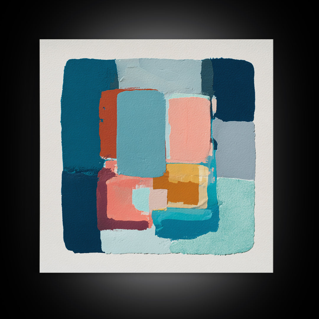 Bright Coral and Turquoise Abstract for Outdoors Canvas Print, Patio Art, Beach House Decor, Patio Decor, Abstract Art, Outdoor, PAT-1x1-60