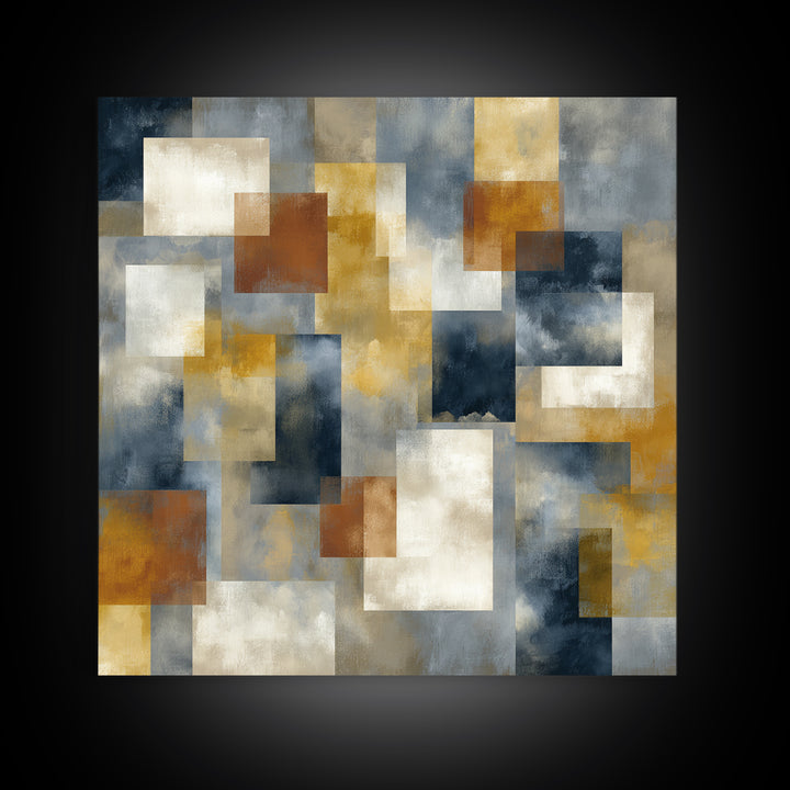 Warm Geometric Tile Pattern Framed Canvas Print, Patio Art, Yard Decor, Patio Decor, Fine Art, Outdoor, Luxury Decor, PAT-1x1-72