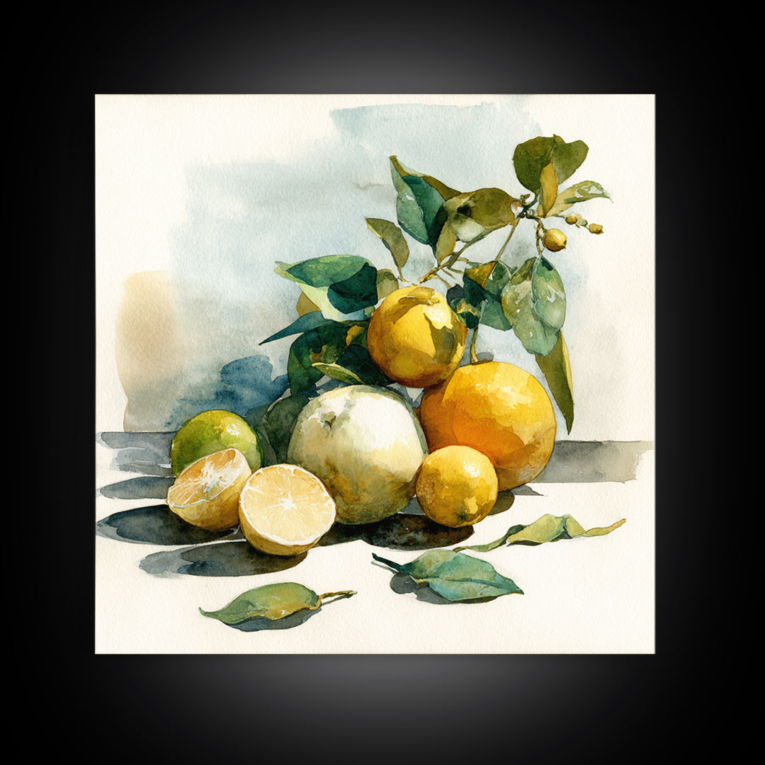 Outdoor Citrus Still Life Canvas Print, Patio Art, Room Decor, Patio Decor, Fine Art, Outdoor, Garden Art, Outdoor Wall Art, PAT-1x1-77