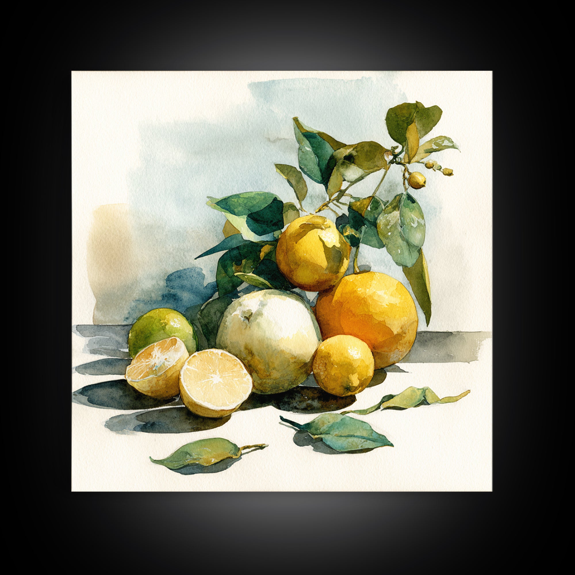 Outdoor Citrus Still Life Canvas Print, Patio Art, Room Decor, Patio Decor, Fine Art, Outdoor, Garden Art, Outdoor Wall Art, PAT-1x1-77