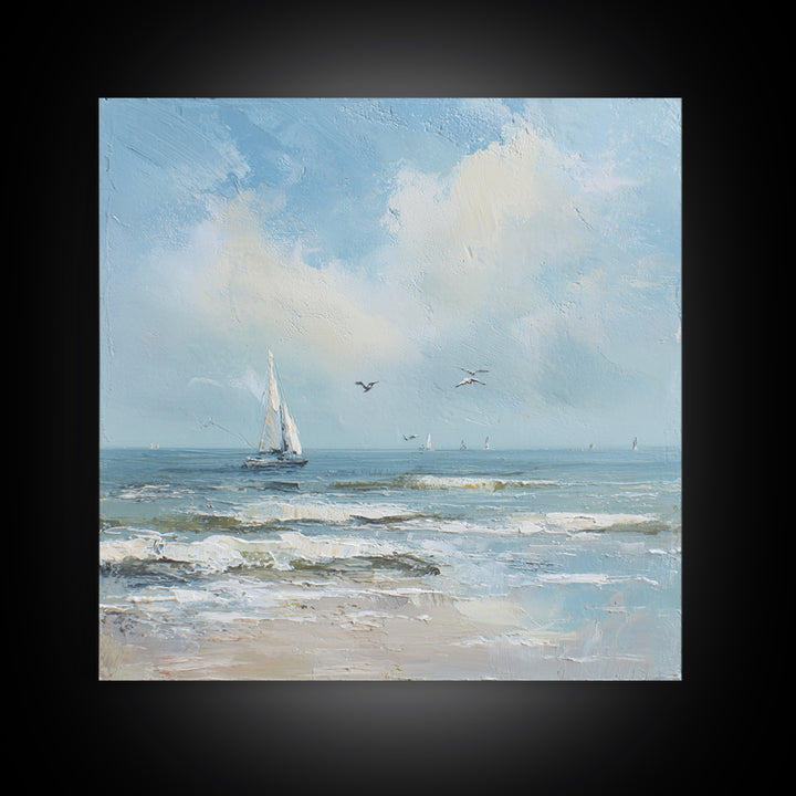 Sailboat on a Breezy Summer Horizon Canvas Print, Patio Art, Boho Decor, Patio Decor, Fine Art, Outdoor, Outdoor Decor, PAT-1x1-87