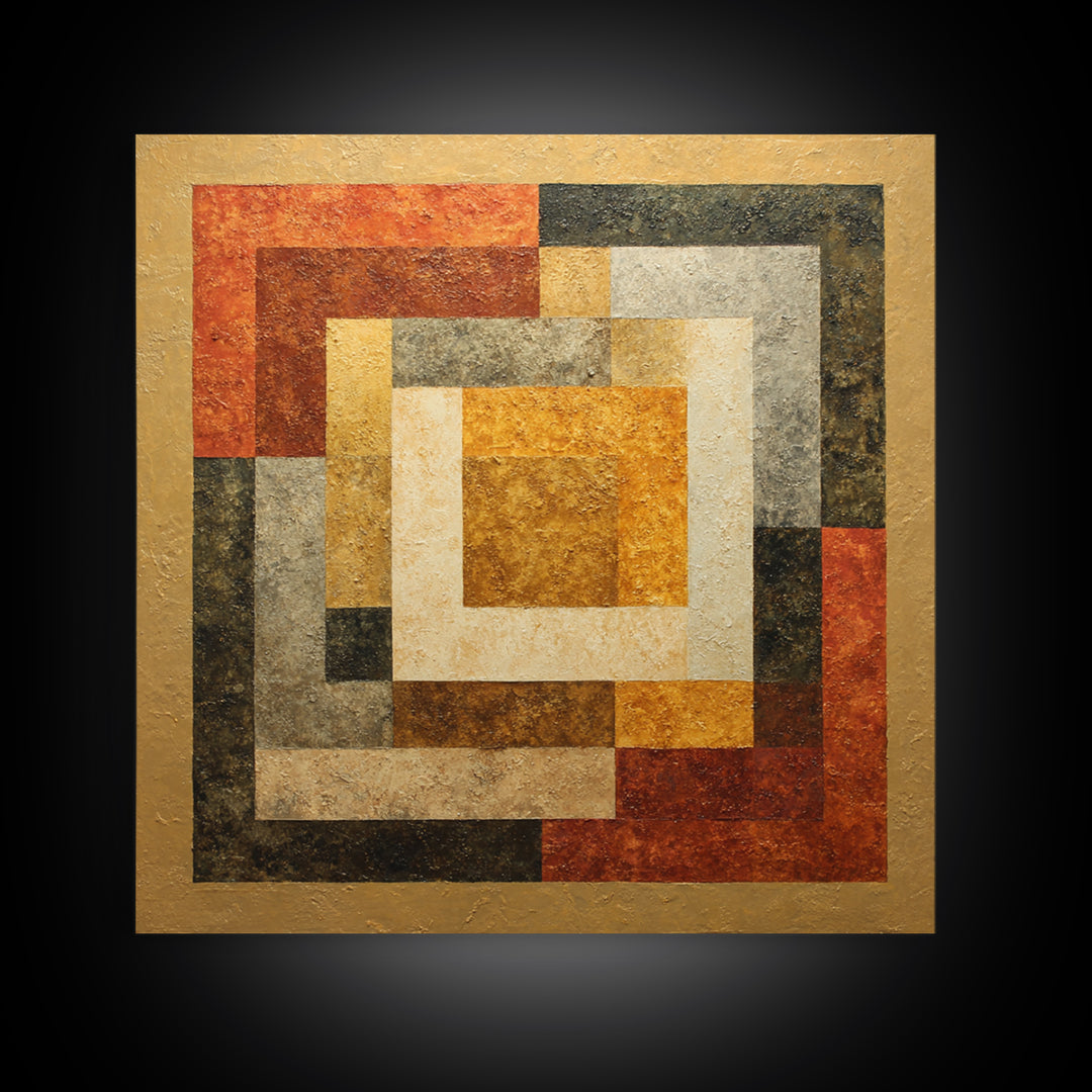 Warm Geometric Tile Pattern Framed Canvas Print, Patio Art, Outdoor Decor, Patio Decor, Abstract Art, Outdoor, Bar Art, PAT-1x1-96