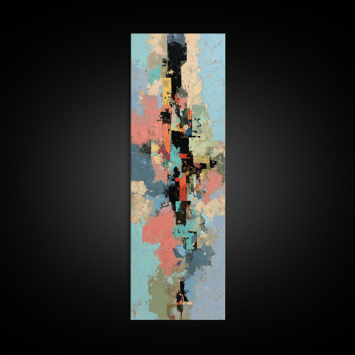 Bright Coral and Turquoise Abstract for Outdoors Framed Canvas Print, Patio Art, Art Print, Patio Decor, Fine Art, Outdoor, PAT-1x3-24