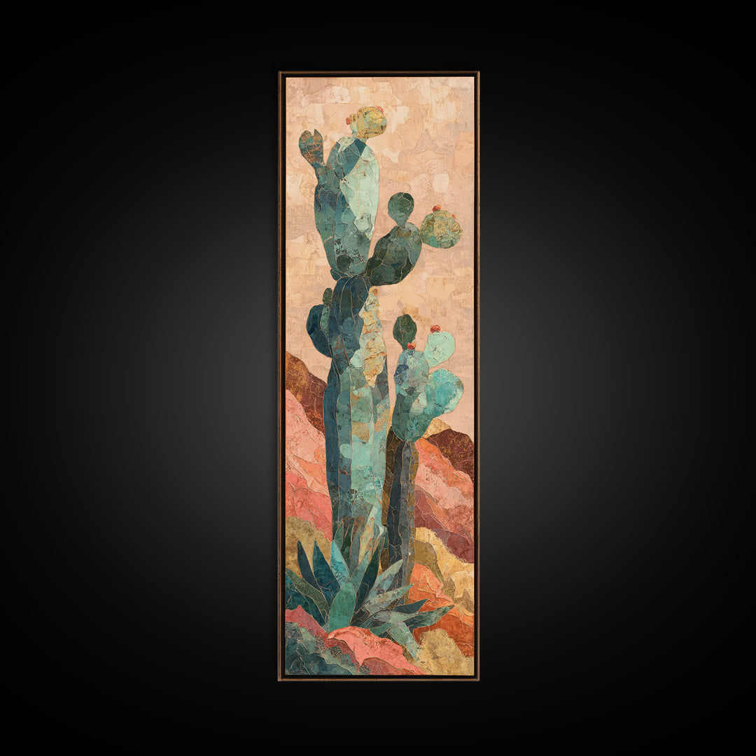 Cactus and Agave Canvas Print, Patio Art, Outdoor Decor, Patio Decor, Fine Art, Outdoor, Bar Art, Coastal Wall Decor, PAT-1x3-40