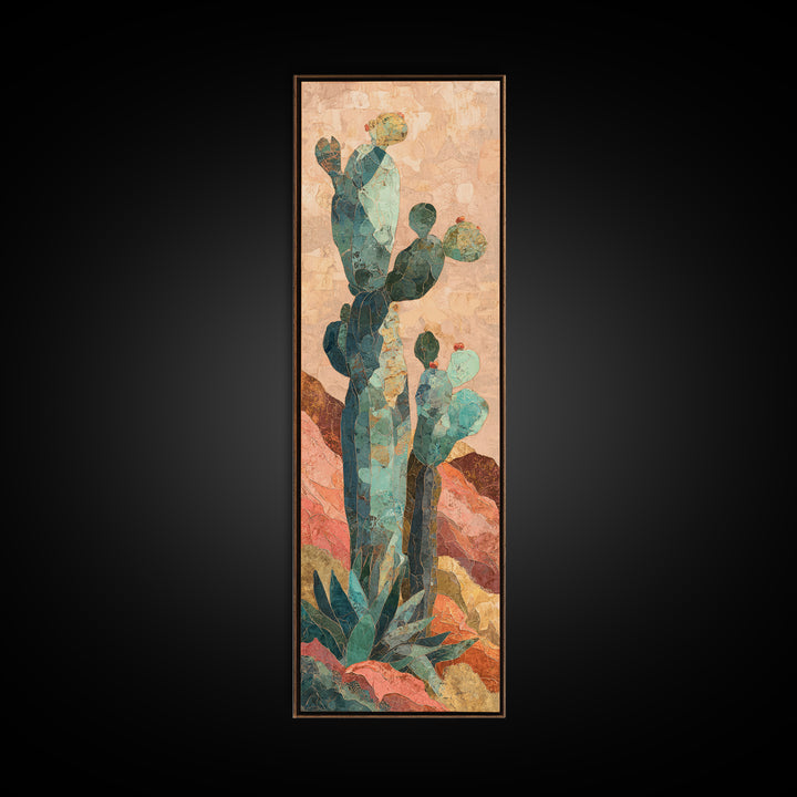 Cactus and Agave Canvas Print, Patio Art, Outdoor Decor, Patio Decor, Fine Art, Outdoor, Bar Art, Coastal Wall Decor, PAT-1x3-40