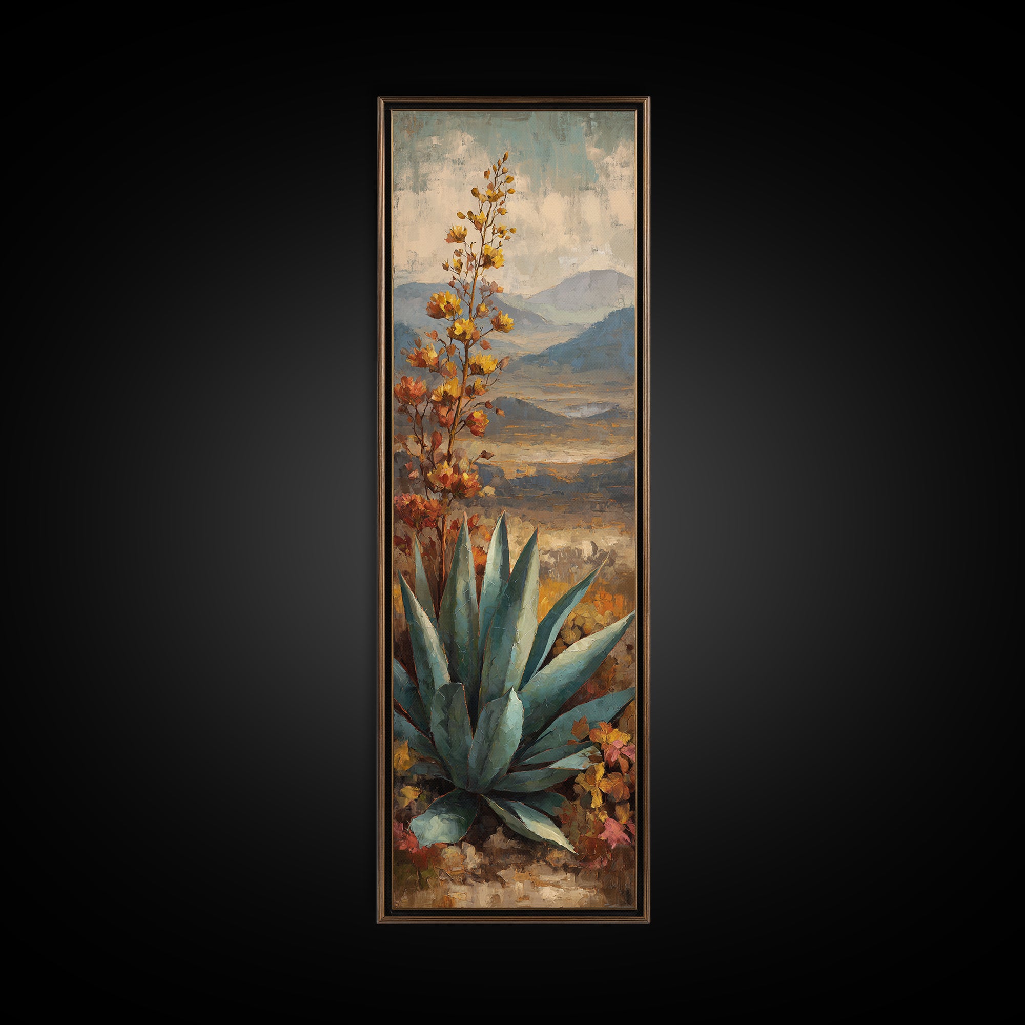 Desert Patio Agave and Bougainvillea Canvas Print, Patio Art, Family Wall Art, Patio Decor, Fine Art, Outdoor, Room Decor, PAT-1x3-5