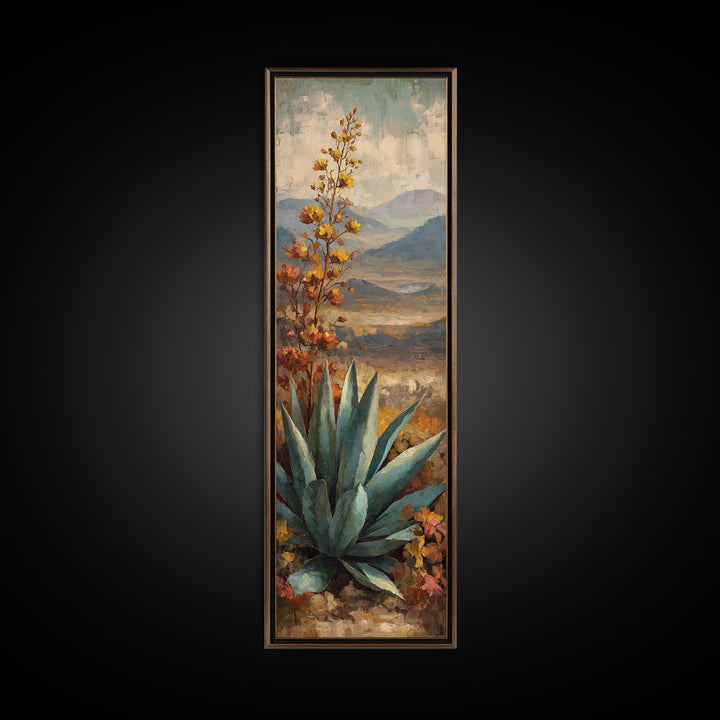 Desert Patio Agave and Bougainvillea Canvas Print, Patio Art, Family Wall Art, Patio Decor, Fine Art, Outdoor, Room Decor, PAT-1x3-5