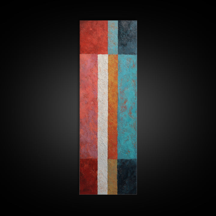 Bright Coral and Turquoise Abstract for Outdoors Canvas Print, Patio Art, Metal Art, Patio Decor, Abstract Art, Outdoor, PAT-1x3-72