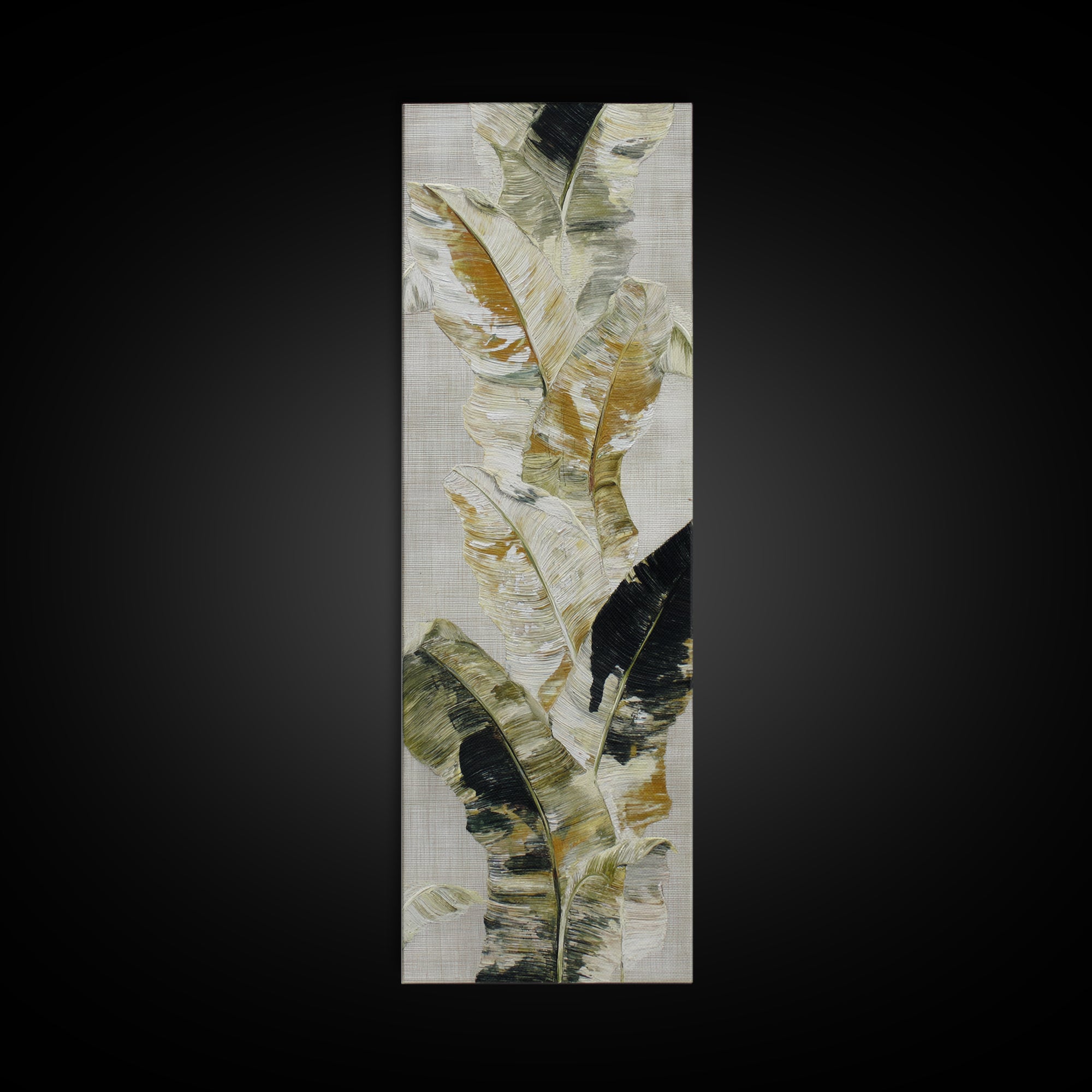Banana Leaves with Rain Drop Details Framed Canvas Print, Patio Art, Outdoor Wall Decor, Patio Decor, Oil Painting, Outdoor, PAT-1x3-76