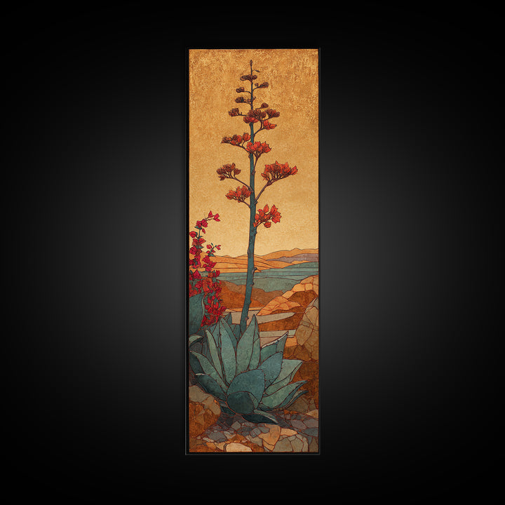 Desert Patio Agave and Bougainvillea Canvas Print, Patio Art, Art Print, Patio Decor, Fine Art, Outdoor, Garden Decor, PAT-1x3-77