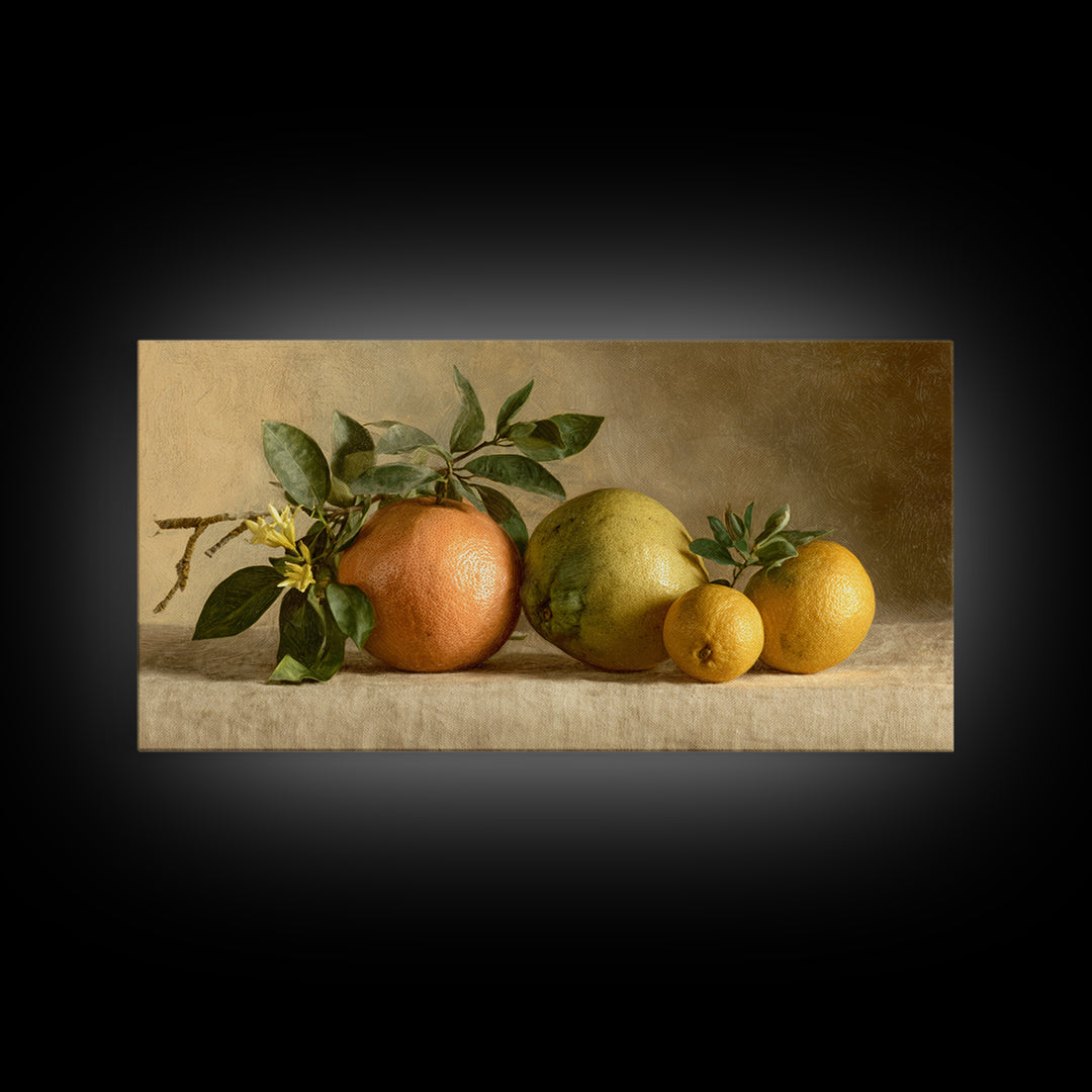 Outdoor Citrus Still Life Framed Canvas Print, Patio Art, Home Decor, Patio Decor, Fine Art, Outdoor, Floral Wall Art, PAT-2x1-1