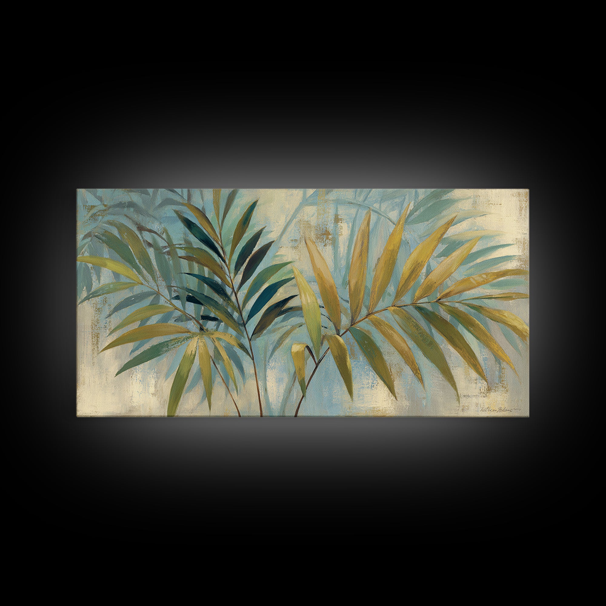 Tropical Palm Fronds Canvas Print, Patio Art, Wall Art, Patio Decor, Oil Painting, Outdoor, Outdoor Wall Decor, Floral Wall Art, PAT-2x1-21
