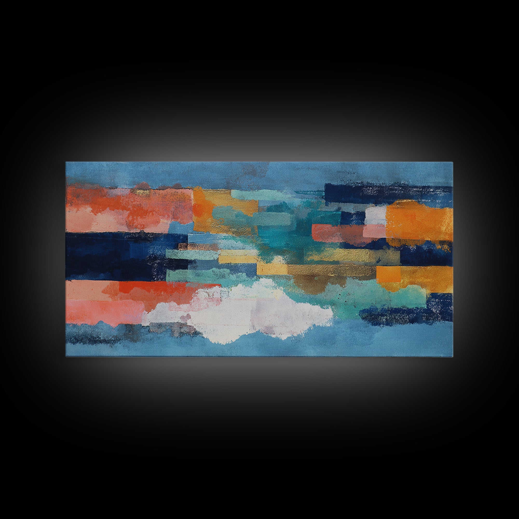 Bright Coral and Turquoise Abstract for Outdoors Canvas Print, Patio Art, Contemporary Art, Patio Decor, Abstract Art, Outdoor, PAT-2x1-32