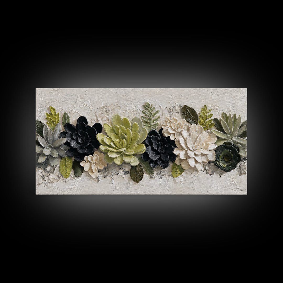 Succulent Collection in Ceramic Planters Canvas Print, Patio Art, Contemporary Art, Patio Decor, Fine Art, Outdoor, Metal Art, PAT-2x1-41