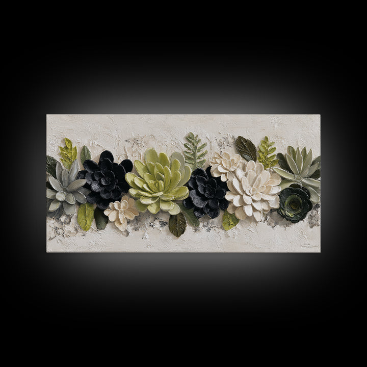 Succulent Collection in Ceramic Planters Canvas Print, Patio Art, Contemporary Art, Patio Decor, Fine Art, Outdoor, Metal Art, PAT-2x1-41