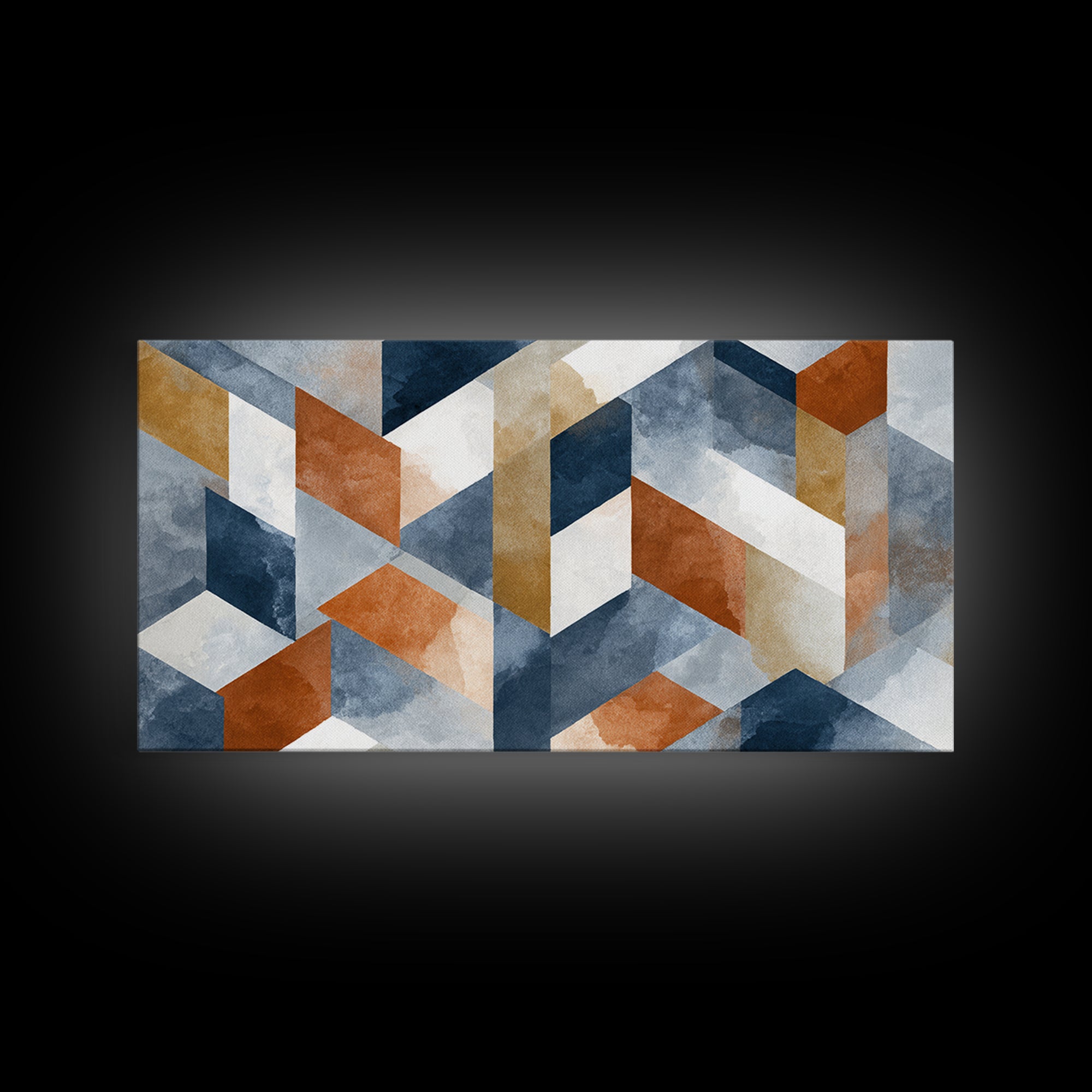 Warm Geometric Tile Pattern Canvas Print, Patio Art, Textured Painting, Patio Decor, Fine Art, Outdoor, Outdoor Wall Art, PAT-2x1-44