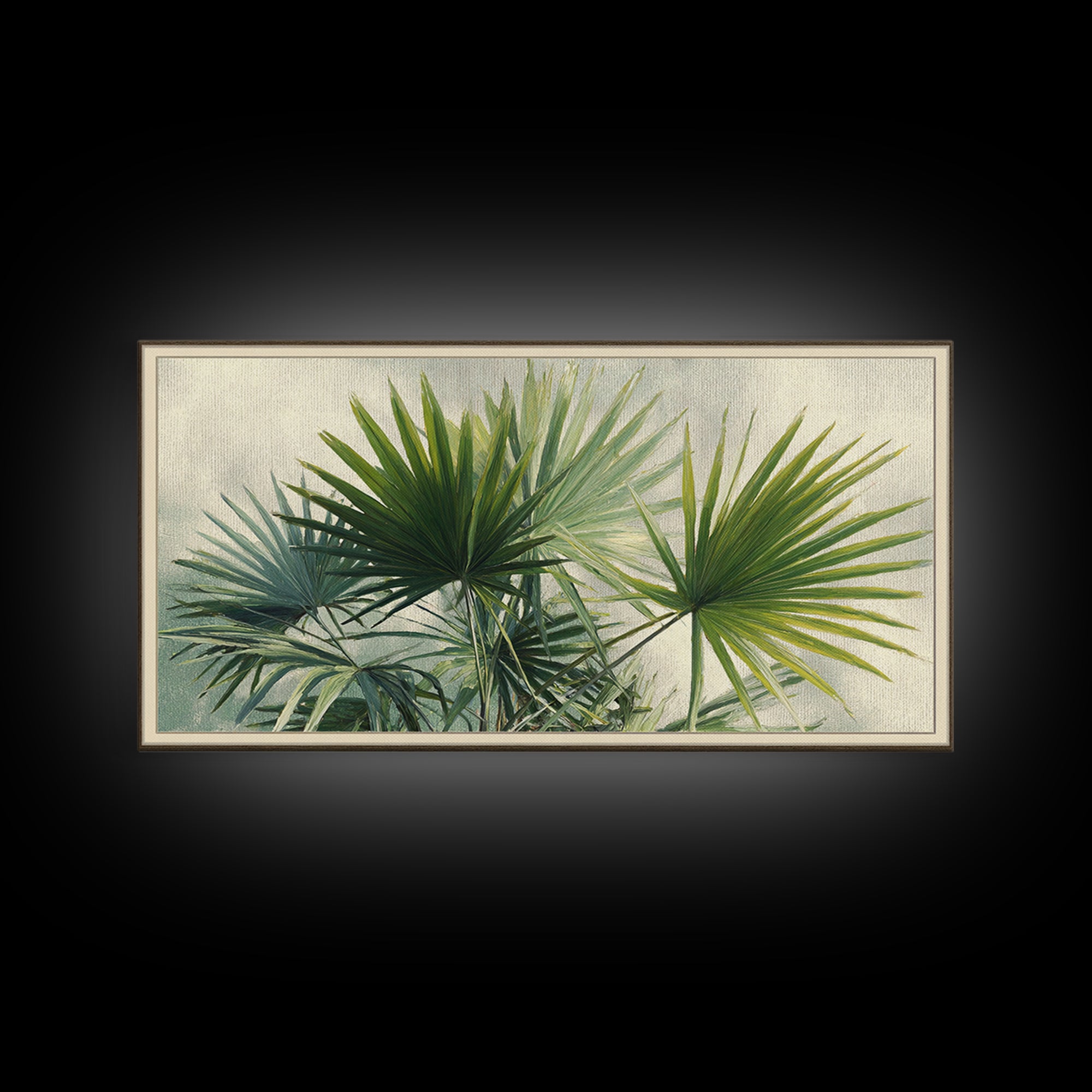 Tropical Palm Fronds Framed Canvas Print, Patio Art, Wall Hanging, Patio Decor, Fine Art, Outdoor, Beach Art, Beach House Decor, PAT-2x1-45
