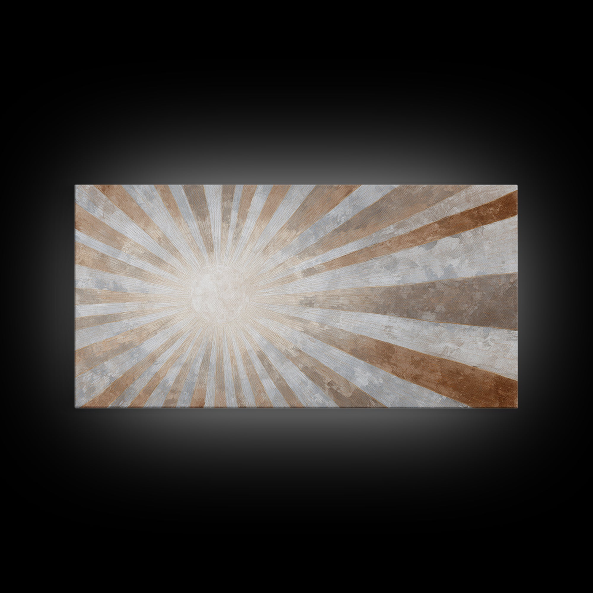Sun Motif with Warm Terracotta Rays Canvas Print, Patio Art, Room Decor, Patio Decor, Oil Painting, Outdoor, Garden Art, PAT-2x1-62