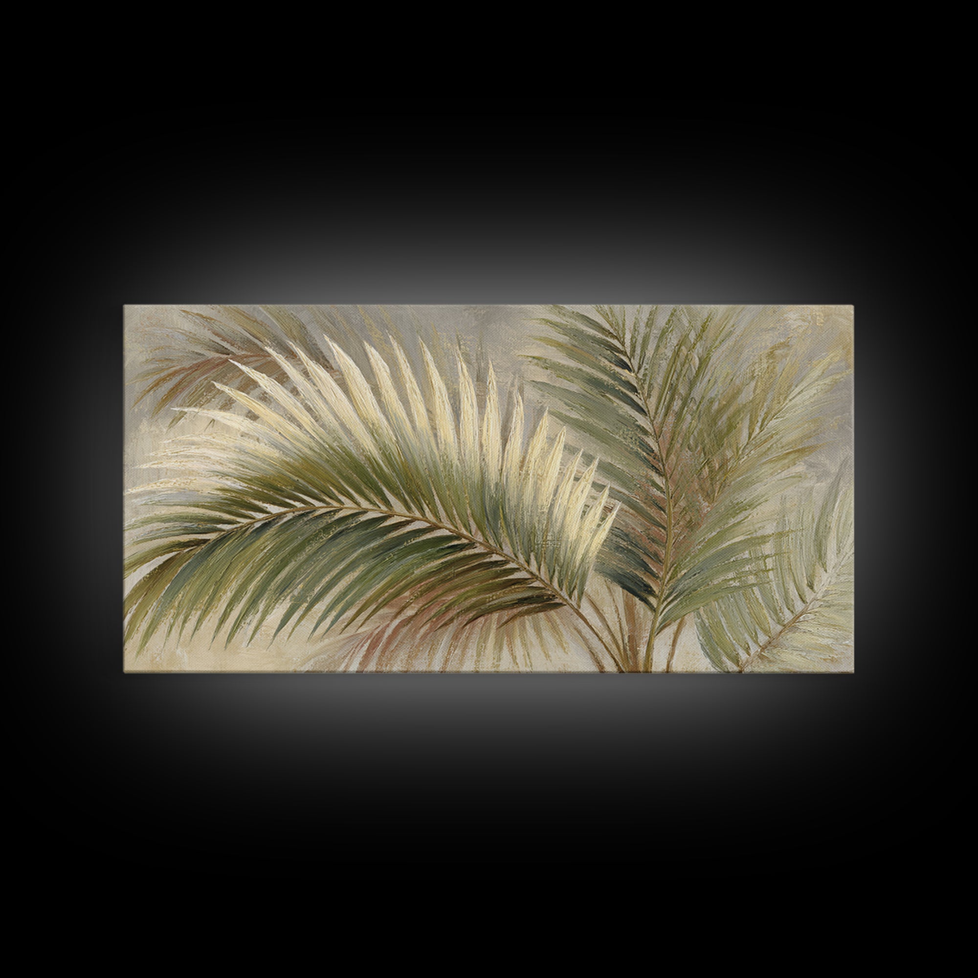 Tropical Palm Fronds Canvas Print, Patio Art, Metal Art, Patio Decor, Outdoor, Patio Cushions, Yard Decor, Mixed Media Art, PAT-2x1-69