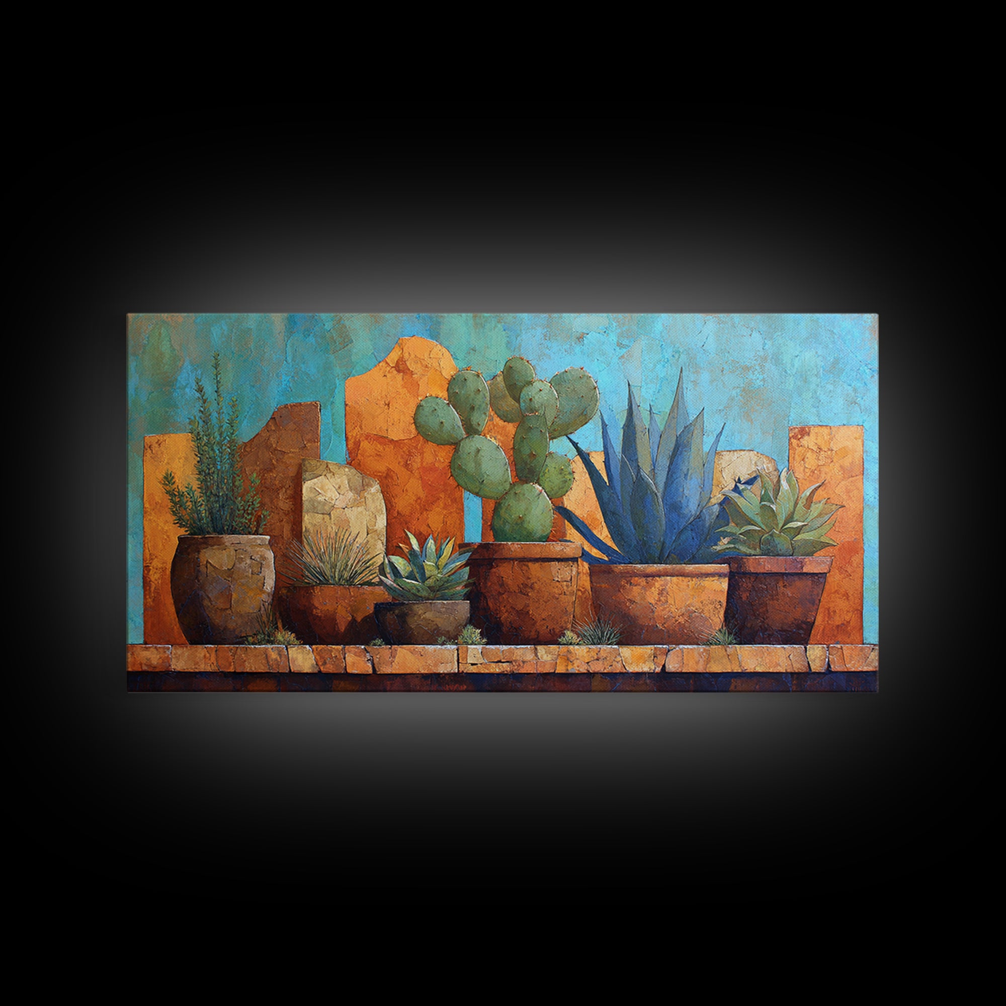 Cactus and Agave Framed Canvas Print, Patio Art, Outdoor Wall Art, Patio Decor, Fine Art, Outdoor, Porch Decor, Floral Art, PAT-2x1-72