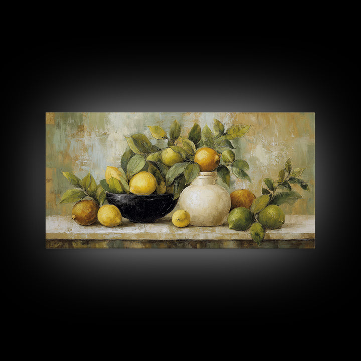 Outdoor Citrus Still Life Canvas Print, Patio Art, Garden Decor, Patio Decor, Fine Art, Outdoor, Beach Art, Beach House Decor, PAT-2x1-73