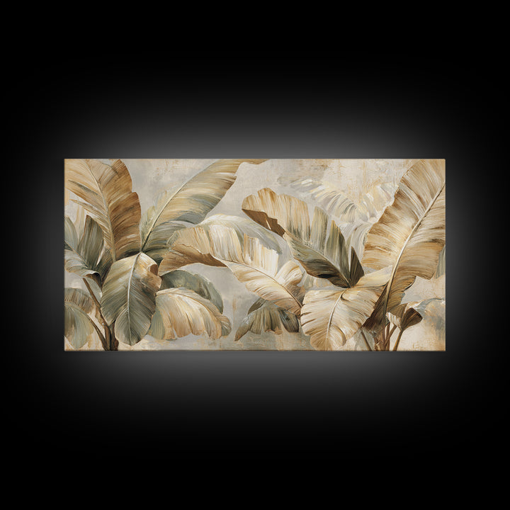 Banana Leaves with Rain Drop Details Framed Canvas Print, Patio Art, Coastal Wall Decor, Patio Decor, Fine Art, Outdoor, PAT-2x1-84