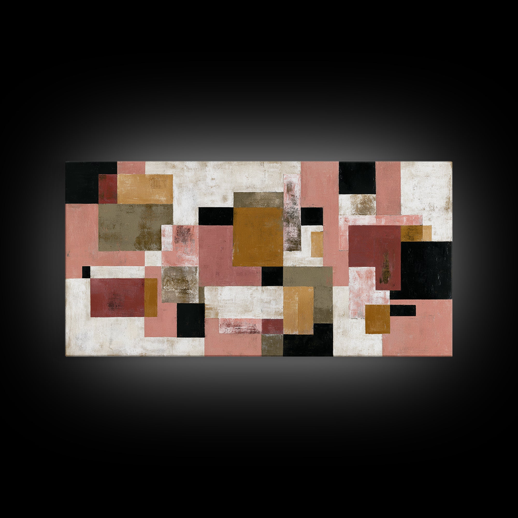 Warm Geometric Tile Pattern Framed Canvas Print, Patio Art, Floral Wall Art, Patio Decor, Abstract Art, Outdoor, PAT-2x1-92