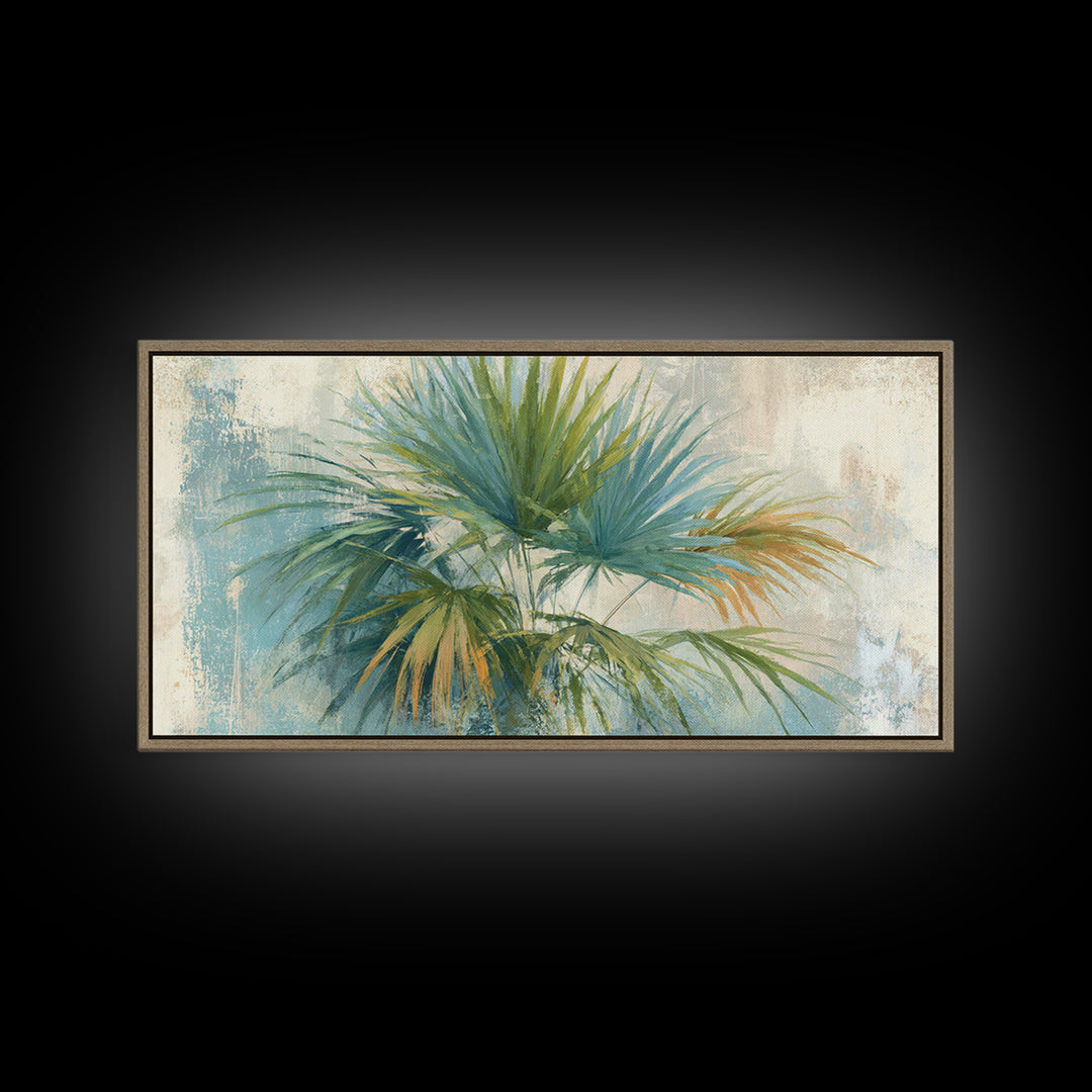 Tropical Palm Fronds Canvas Print, Patio Art, Metal Art, Patio Decor, Outdoor, Patio Cushions, Yard Decor, Mixed Media Art, PAT-2x1-93