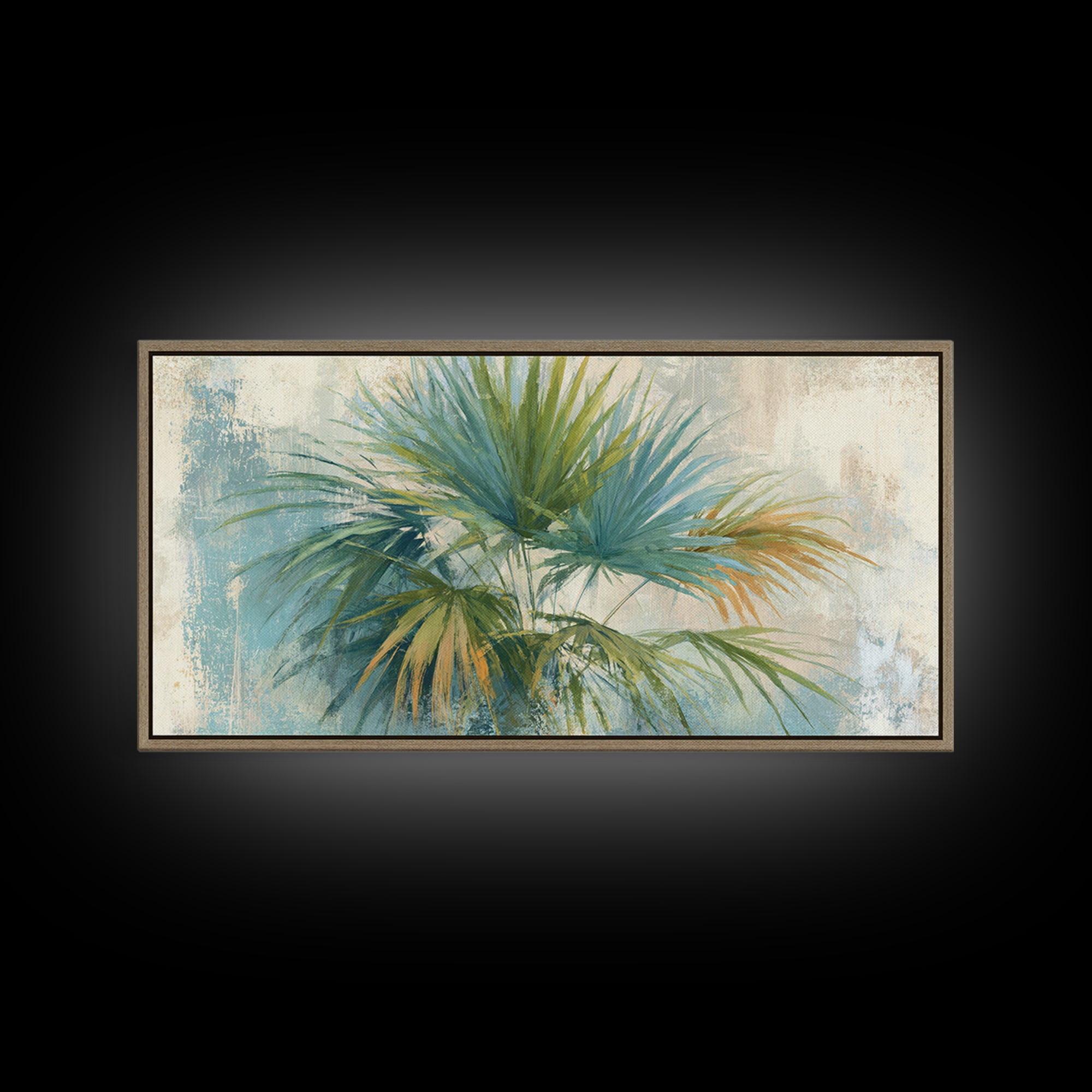Tropical Palm Fronds Canvas Print, Patio Art, Metal Art, Patio Decor, Outdoor, Patio Cushions, Yard Decor, Mixed Media Art, PAT-2x1-93