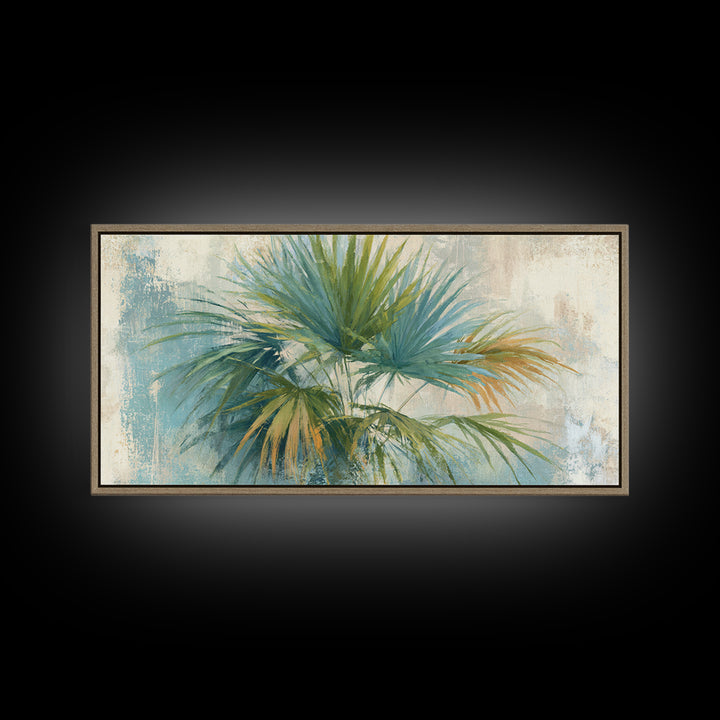 Tropical Palm Fronds Canvas Print, Patio Art, Metal Art, Patio Decor, Outdoor, Patio Cushions, Yard Decor, Mixed Media Art, PAT-2x1-93