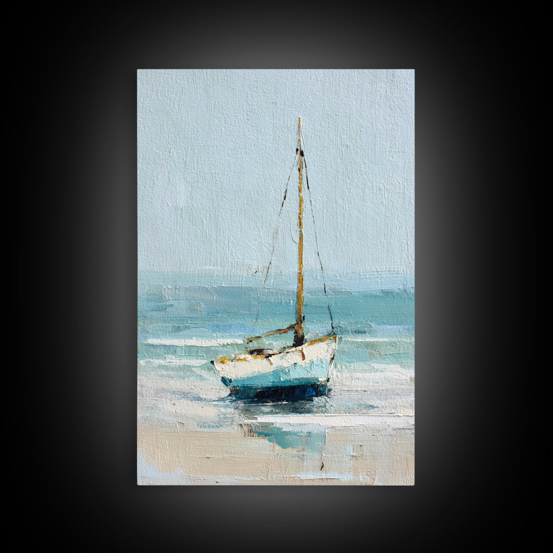 Sailboat on a Breezy Summer Horizon Framed Canvas Print, Patio Art, Wall Art, Patio Decor, Outdoor, Outdoor Wall Decor, PAT-2x3-47