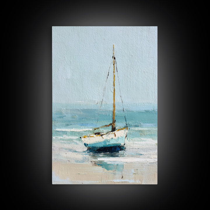 Sailboat on a Breezy Summer Horizon Framed Canvas Print, Patio Art, Wall Art, Patio Decor, Outdoor, Outdoor Wall Decor, PAT-2x3-47