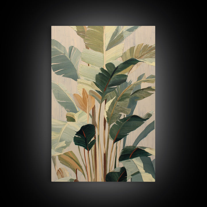 Tropical Palm Fronds Canvas Print, Patio Art, Floral Wall Art, Patio Decor, Oil Painting, Outdoor, Mixed Media Art, PAT-2x3-57