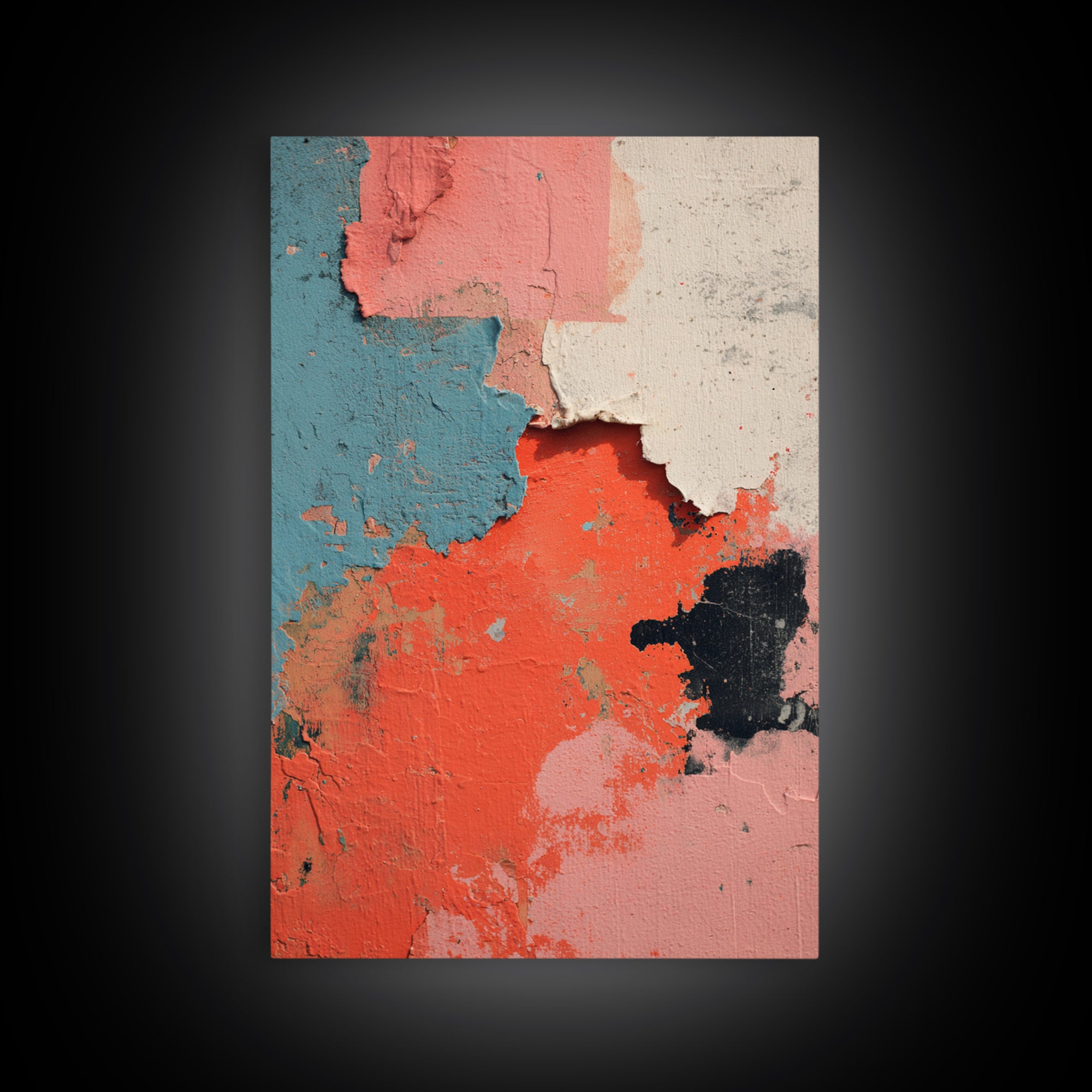 Bright Coral and Turquoise Abstract for Outdoors Framed Canvas Print, Patio Art, Garden Art, Patio Decor, Fine Art, Outdoor, PAT-2x3-68