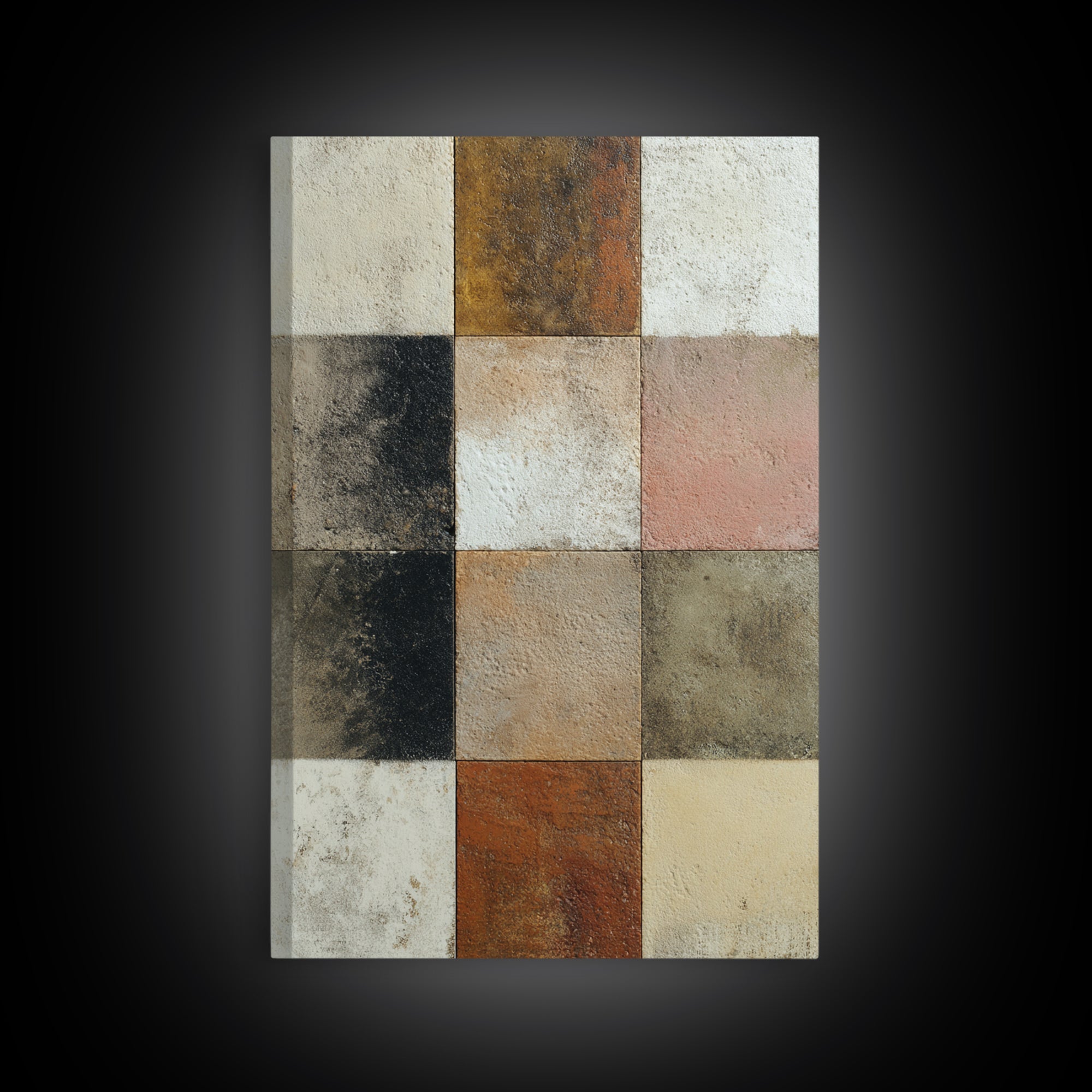 Warm Geometric Tile Pattern Framed Canvas Print, Patio Art, Contemporary Art, Patio Decor, Abstract Art, Outdoor, Metal Art, PAT-2x3-80