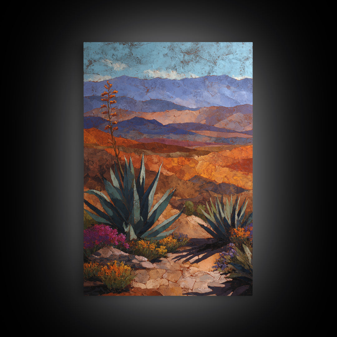 Desert Patio Agave and Bougainvillea Framed Canvas Print, Patio Art, Metal Art, Patio Decor, Fine Art, Outdoor, Patio Cushions, PAT-2x3-97