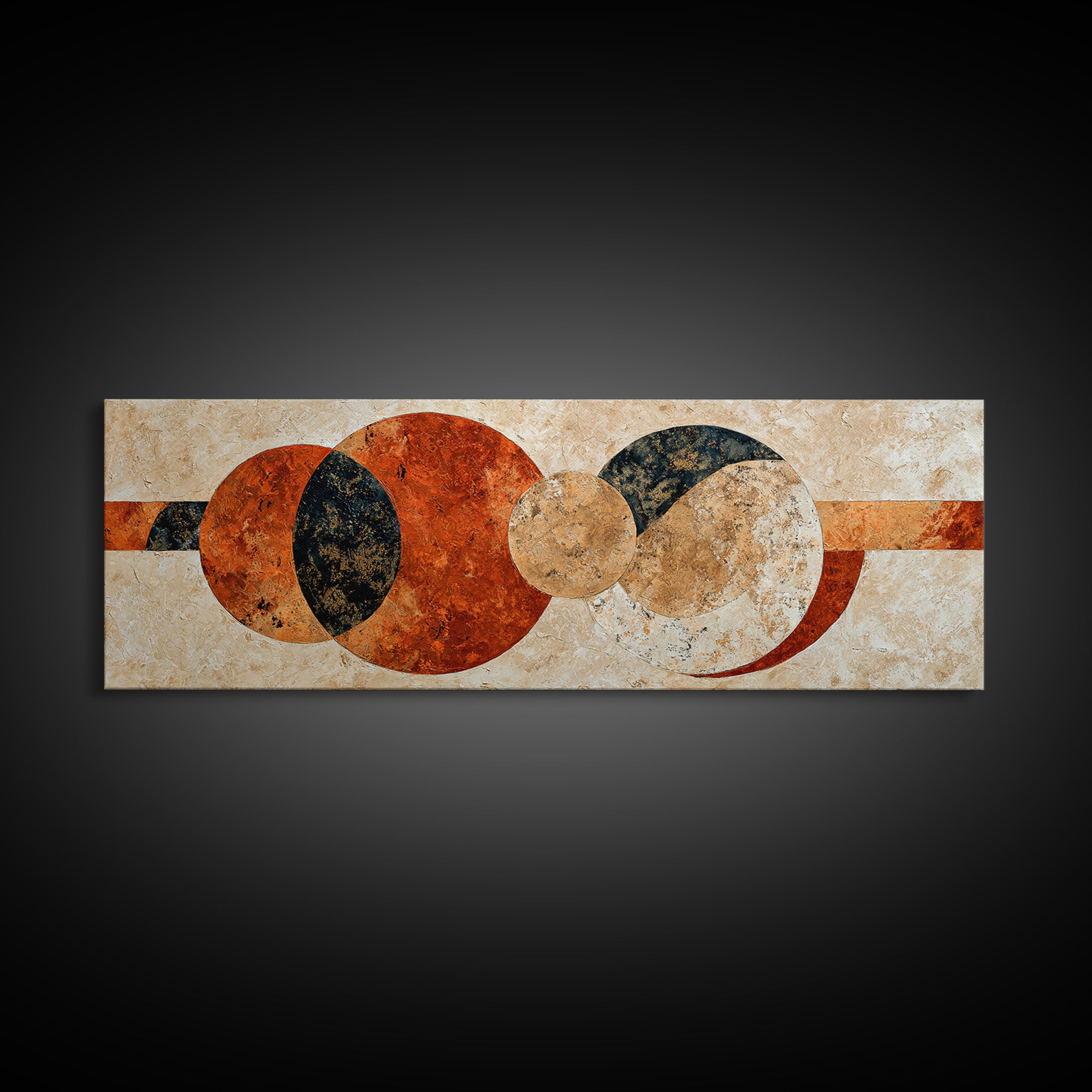 Sun Motif with Warm Terracotta Rays Framed Canvas Print, Patio Art, Home Decor, Patio Decor, Fine Art, Outdoor, Floral Wall Art, PAT-3x1-10
