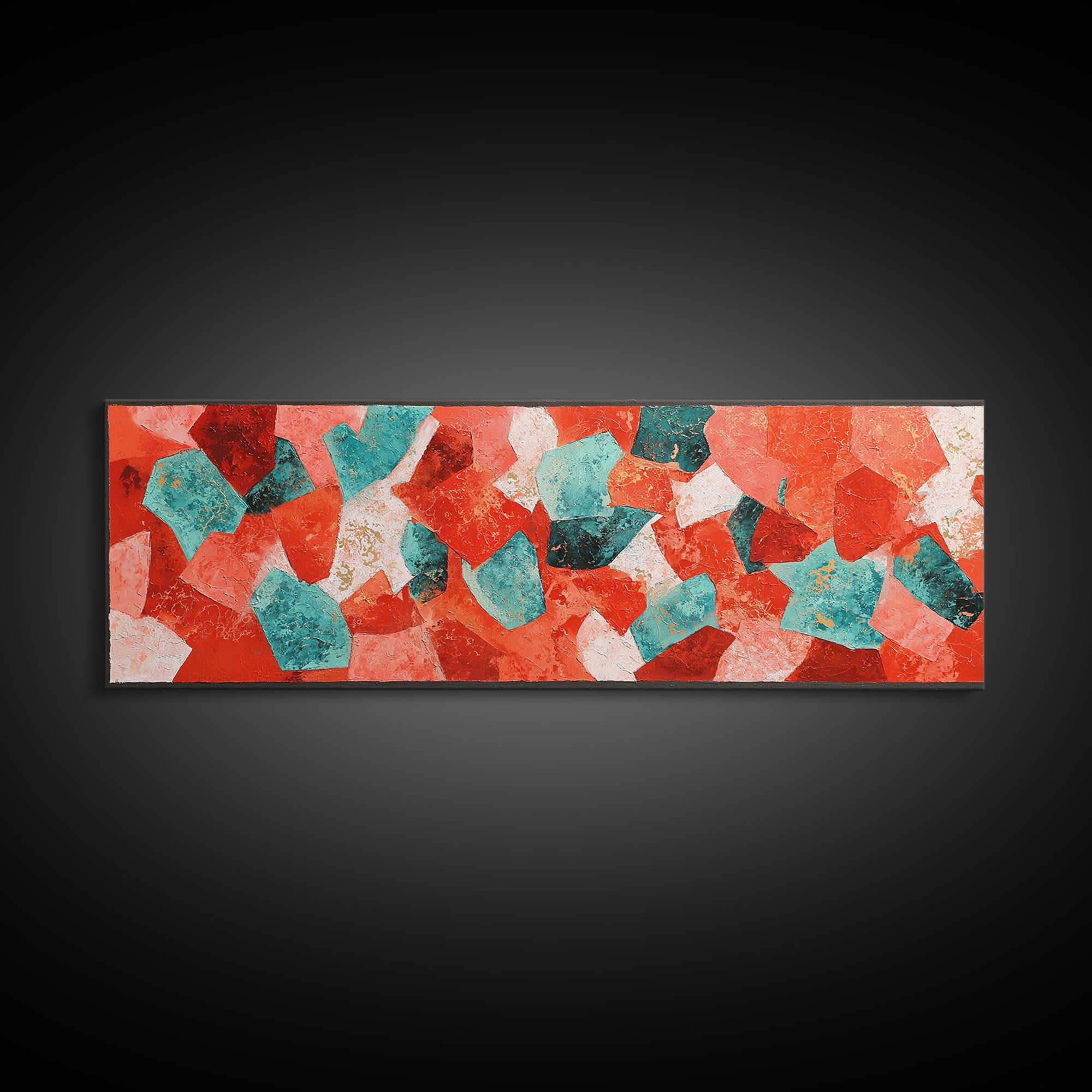 Bright Coral and Turquoise Abstract for Outdoors Canvas Print, Patio Art, Modern Decor, Patio Decor, Fine Art, Outdoor, PAT-3x1-100