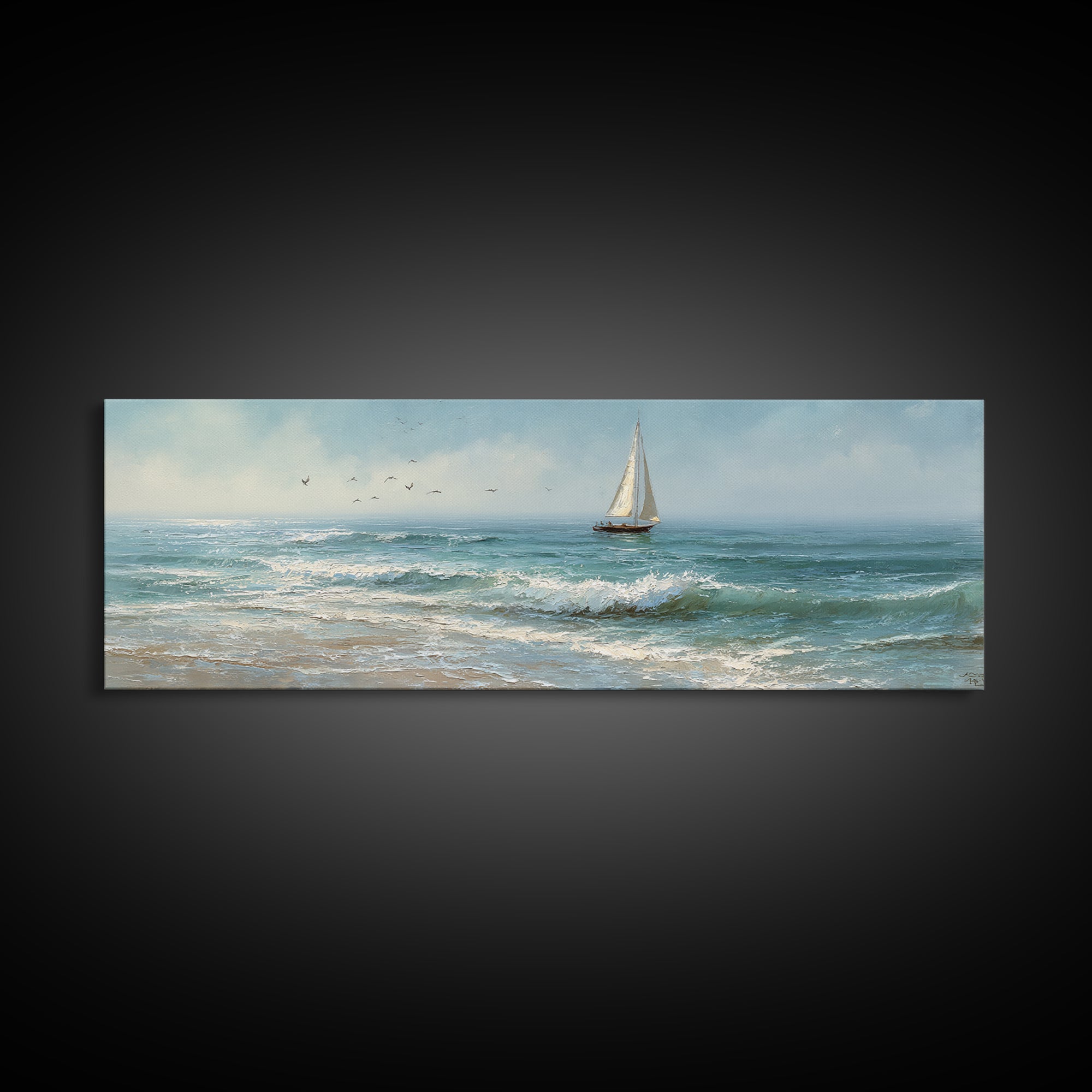 Sailboat on a Breezy Summer Horizon Canvas Print, Patio Art, Luxury Decor, Patio Decor, Fine Art, Outdoor, Wall Hanging, PAT-3x1-31