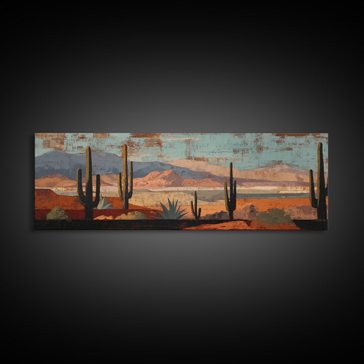 Cactus and Agave Framed Canvas Print, Patio Art, Neutral Decor, Patio Decor, Fine Art, Outdoor, Wall Art, Home Decor, PAT-3x1-44