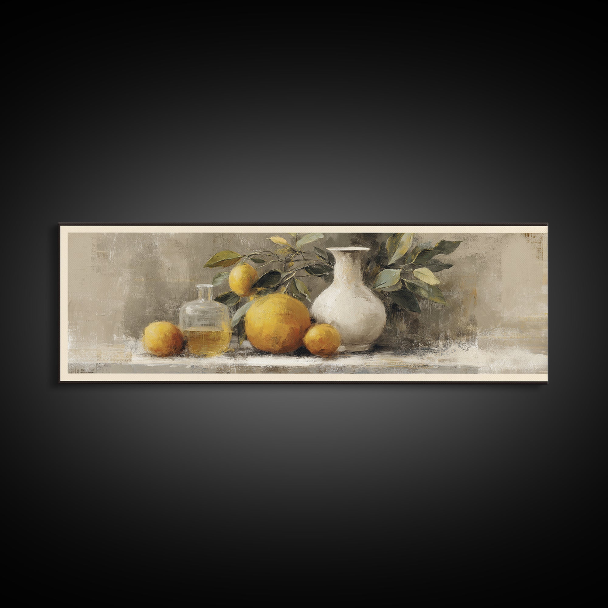 Outdoor Citrus Still Life Canvas Print, Patio Art, Patio Decor, Fine Art, Outdoor, Gallery Decor, Neutral Decor, Modern Decor, PAT-3x1-45