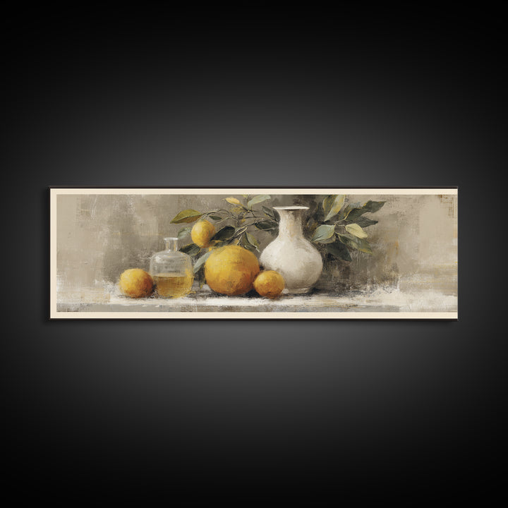 Outdoor Citrus Still Life Canvas Print, Patio Art, Patio Decor, Fine Art, Outdoor, Gallery Decor, Neutral Decor, Modern Decor, PAT-3x1-45