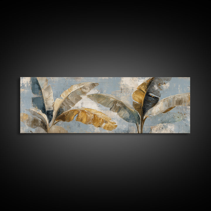 Banana Leaves with Rain Drop Details Canvas Print, Patio Art, Wall Decor, Patio Decor, Fine Art, Outdoor, Coastal Decor, PAT-3x1-80